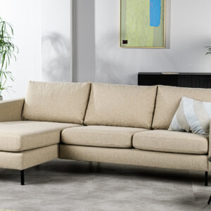 3-seater sofa with chaise lounge (left or right), Dillon fabric, D460 beige