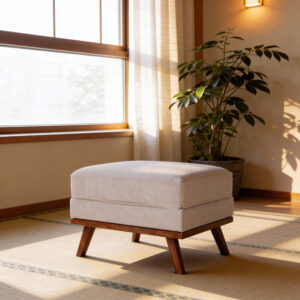Japandi ottoman, fabric Grande 03, G460 beige