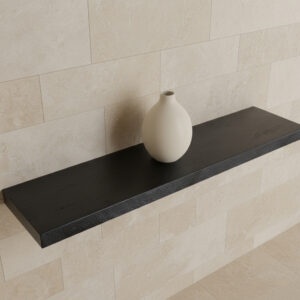 Black floating wall shelf - FSC-recycled wood - 80x18x3.8 cm