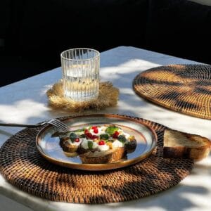 Round Hand-Woven Natural Fiber Placemat - Natural Brown