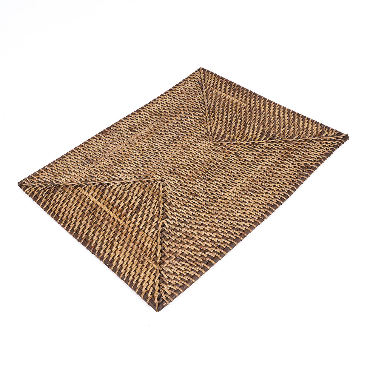 Individual rectangular de fibra natural tejido a mano - Marrón natural