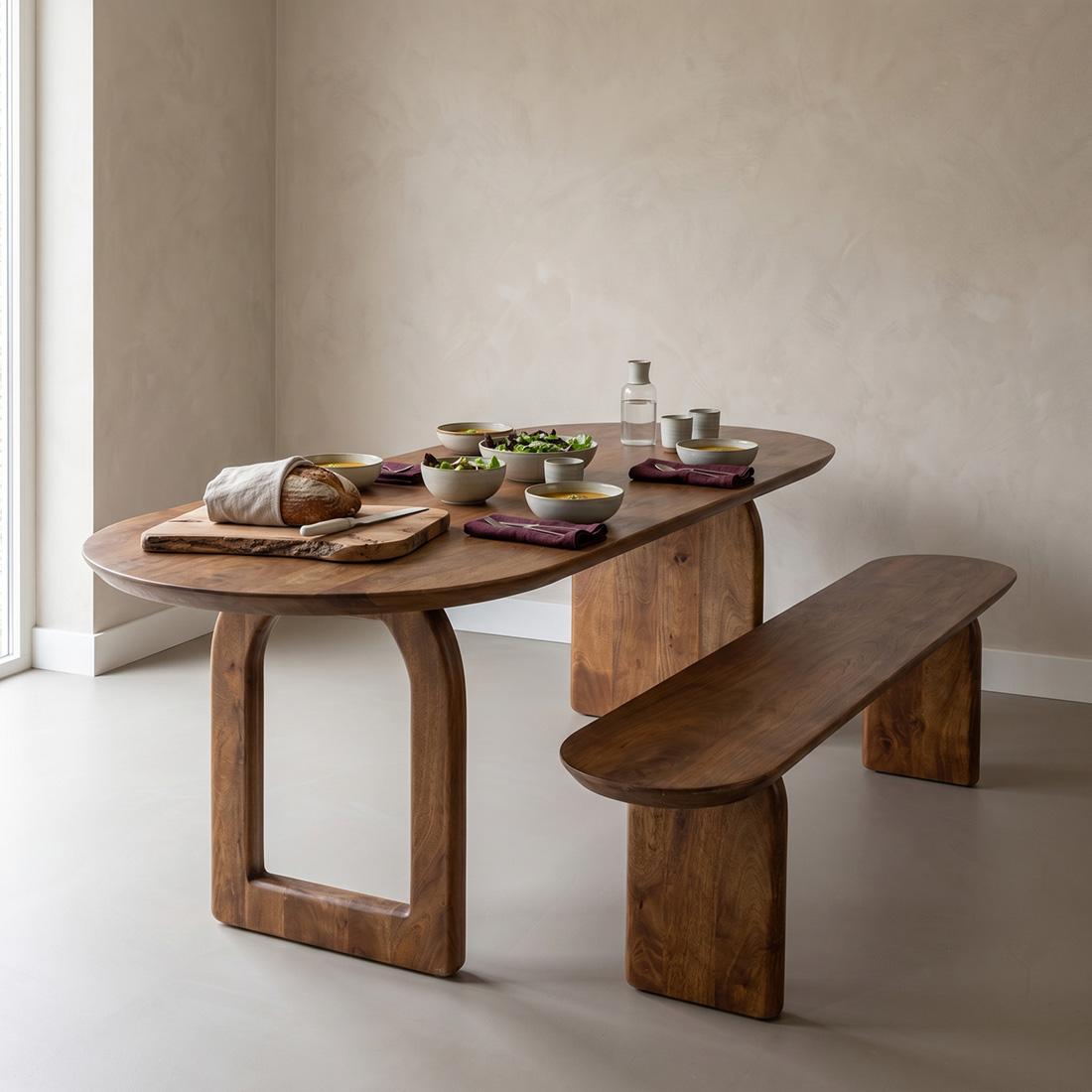 Bullnose dining bench - 200 cm - Image 3