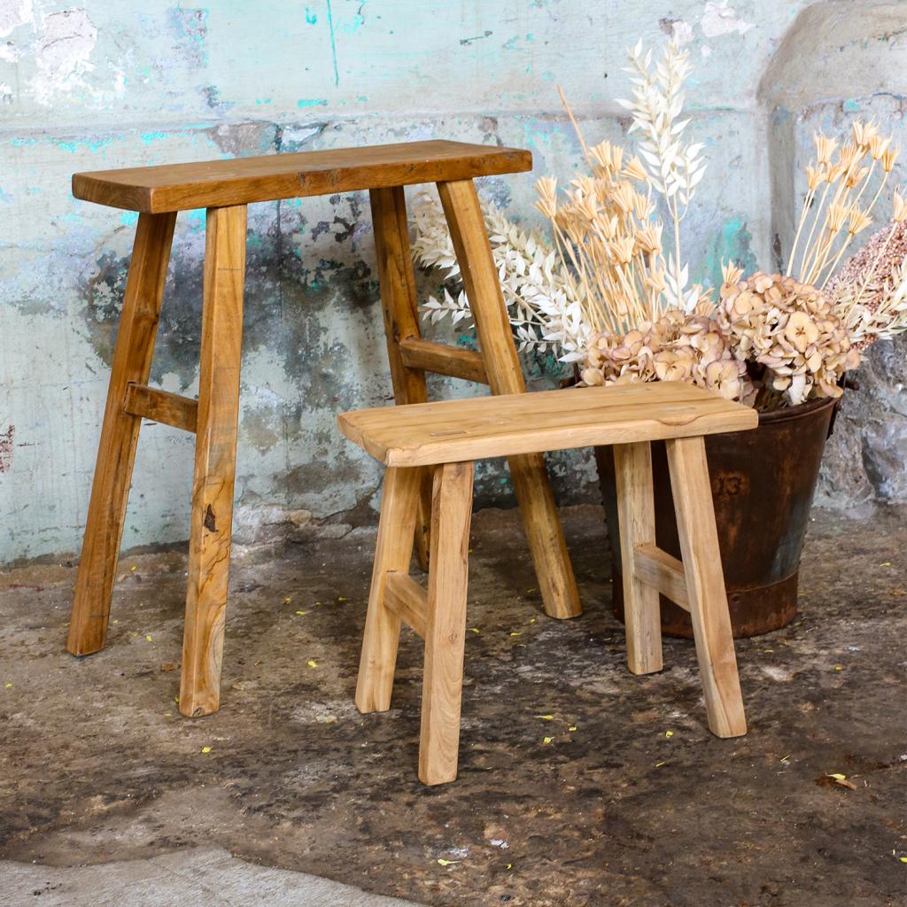 Java Carpenter side table/bench - Recycled teak - 40x17x50 cm - Image 5