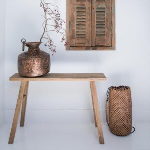 Java carpenter side table/bench - Recycled teak wood - 80x17x50 cm
