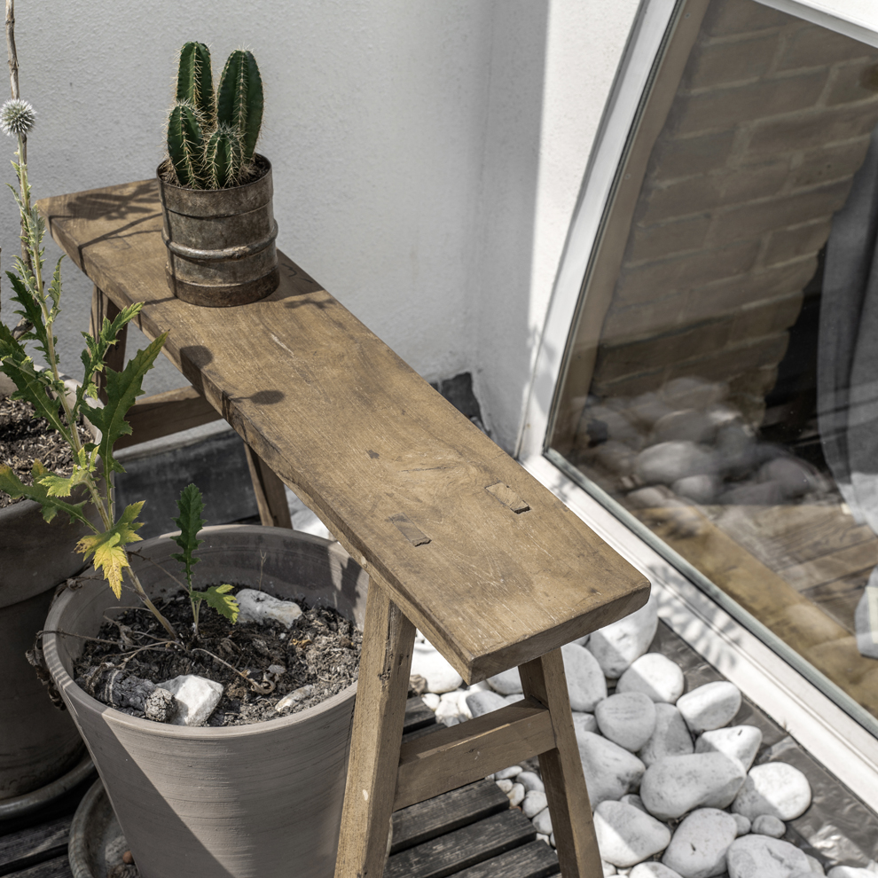 Java carpenter side table/bench - Recycled teak wood - 80x17x50 cm - Image 6