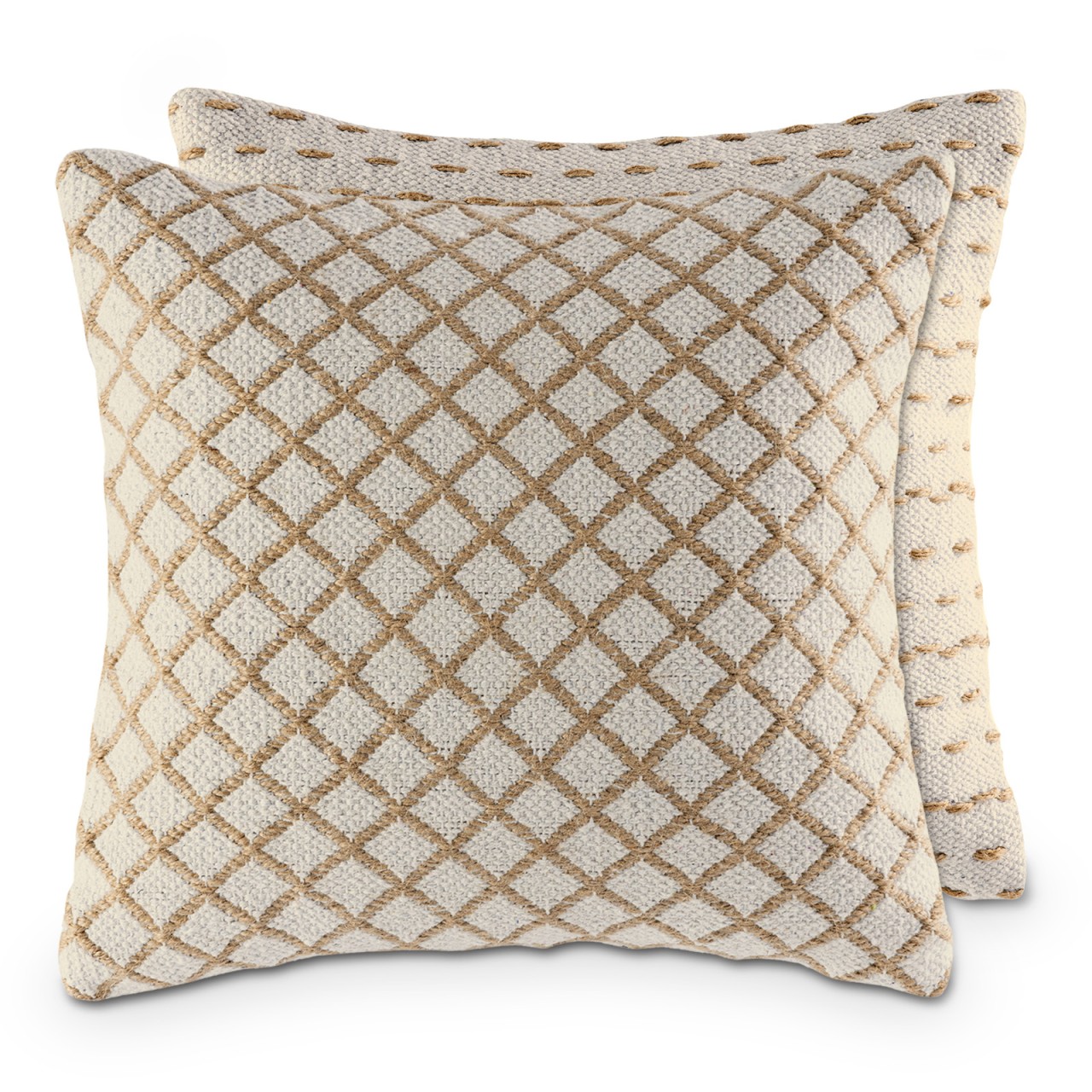 Decorative cushions 40x40 cm set of 2 sofa/throw pillows cotton and jute natural
