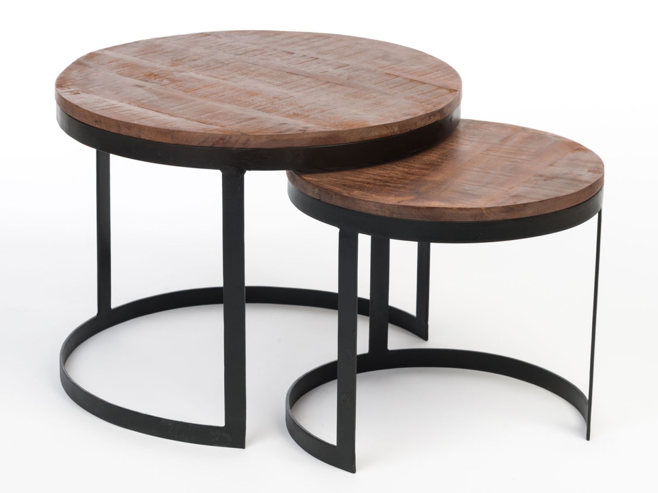 2-piece coffee table set, round Austin side tables for living room, metal frame, antique silver or black - Image 2