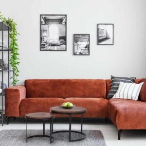 2-piece coffee table set, round Austin side tables for living room, metal frame, antique silver or black