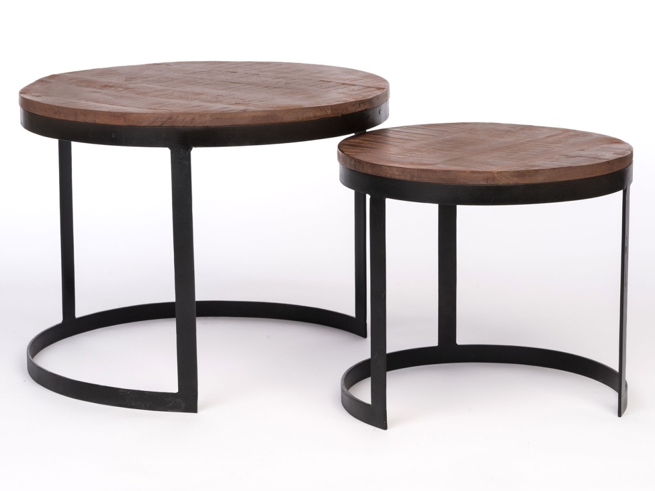 2-piece coffee table set, round Austin side tables for living room, metal frame, antique silver or black - Image 4