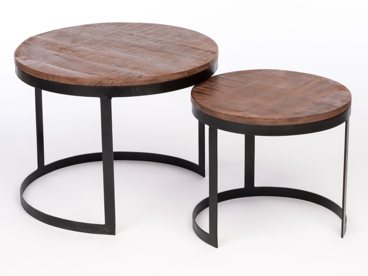 2-piece coffee table set, round Austin side tables for living room, metal frame, antique silver or black - Image 5