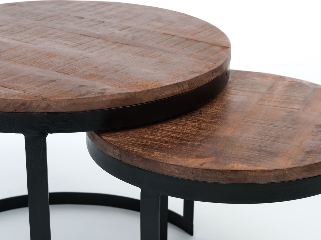 2-piece coffee table set, round Austin side tables for living room, metal frame, antique silver or black - Image 6