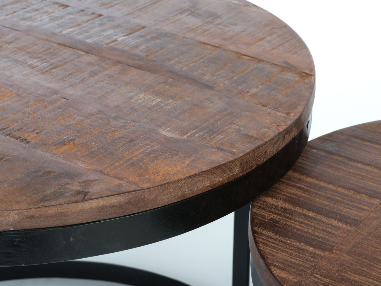 2-piece coffee table set, round Austin side tables for living room, metal frame, antique silver or black - Image 8