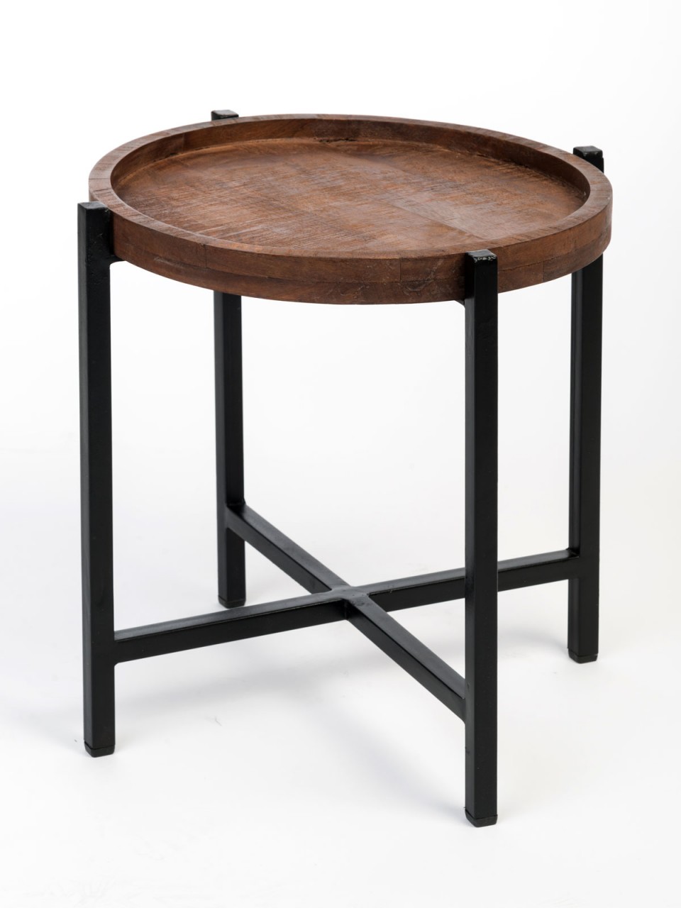 Side table Ø 46 x H 45 cm, coffee/living room table, round, Omaha, metal frame in antique silver/black - Image 2