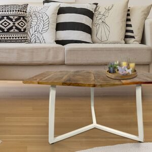 Side table 56 x 47 cm, 2nd choice, sustainable, living room coffee table Nizza, white metal frame