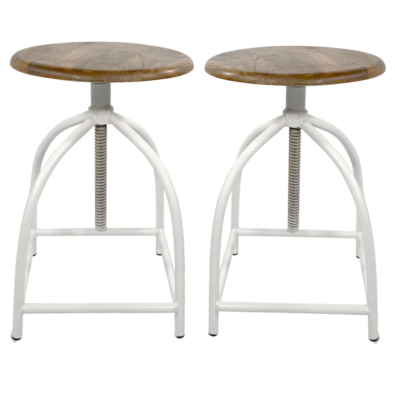 Set of 2 Liverpool swivel bar stools, height-adjustable, wood and metal frame