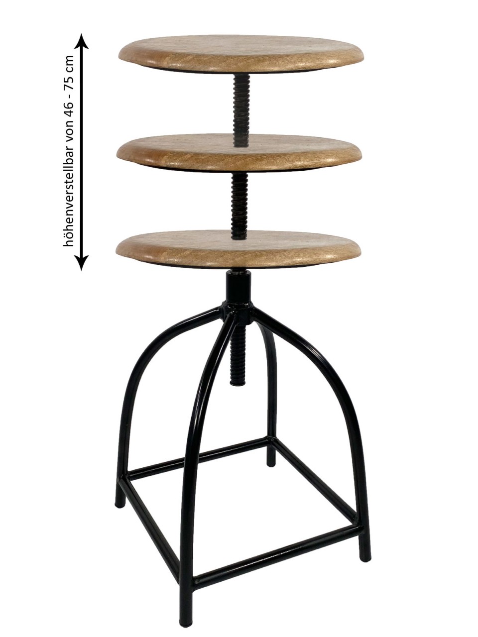 Set of 2 Liverpool swivel bar stools, height-adjustable, wood and metal frame - Image 5