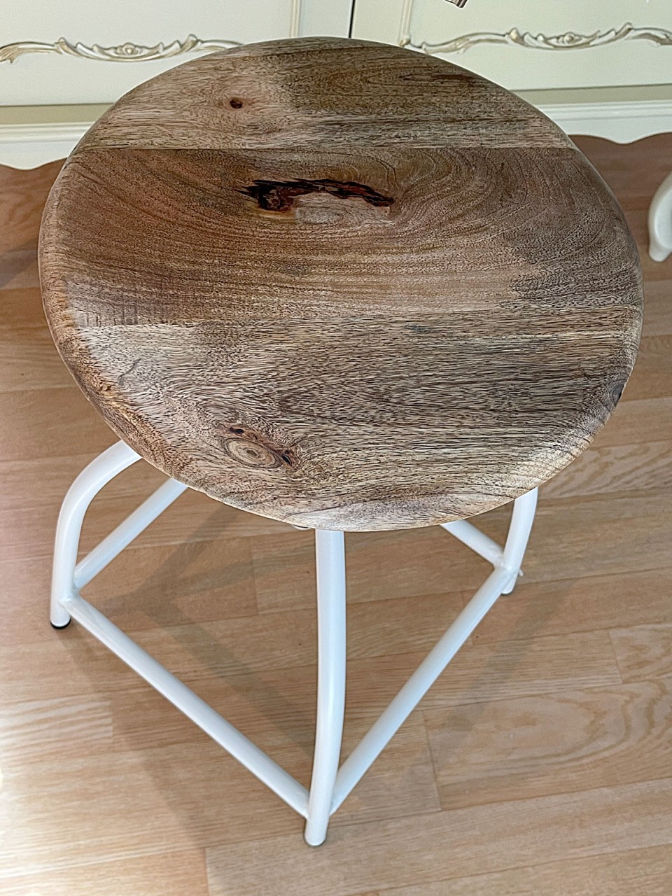 Set of 2 Liverpool swivel bar stools, height-adjustable, wood and metal frame - Image 10