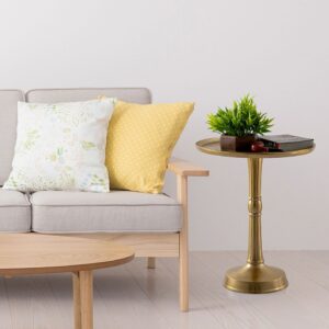 Adlon 2-piece round metal side table Ø 44 x 53 cm, decorative table with designer center pedestal, aluminium