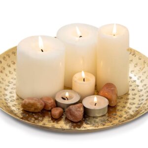 Decorative Round Tray Ø 28 Cm, Gold Or Silver, Metal Serving And Candle Tray