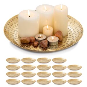Decorative tray set, 20-piece, metal, 28 cm diameter, round, gold or silver, decorative/serving/candle tray