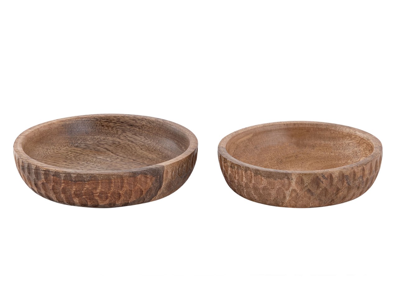 Set of 2 wooden bowls Ø15/17 cm, H4 cm, round decorative Tik & Tok, mango wood - Image 2