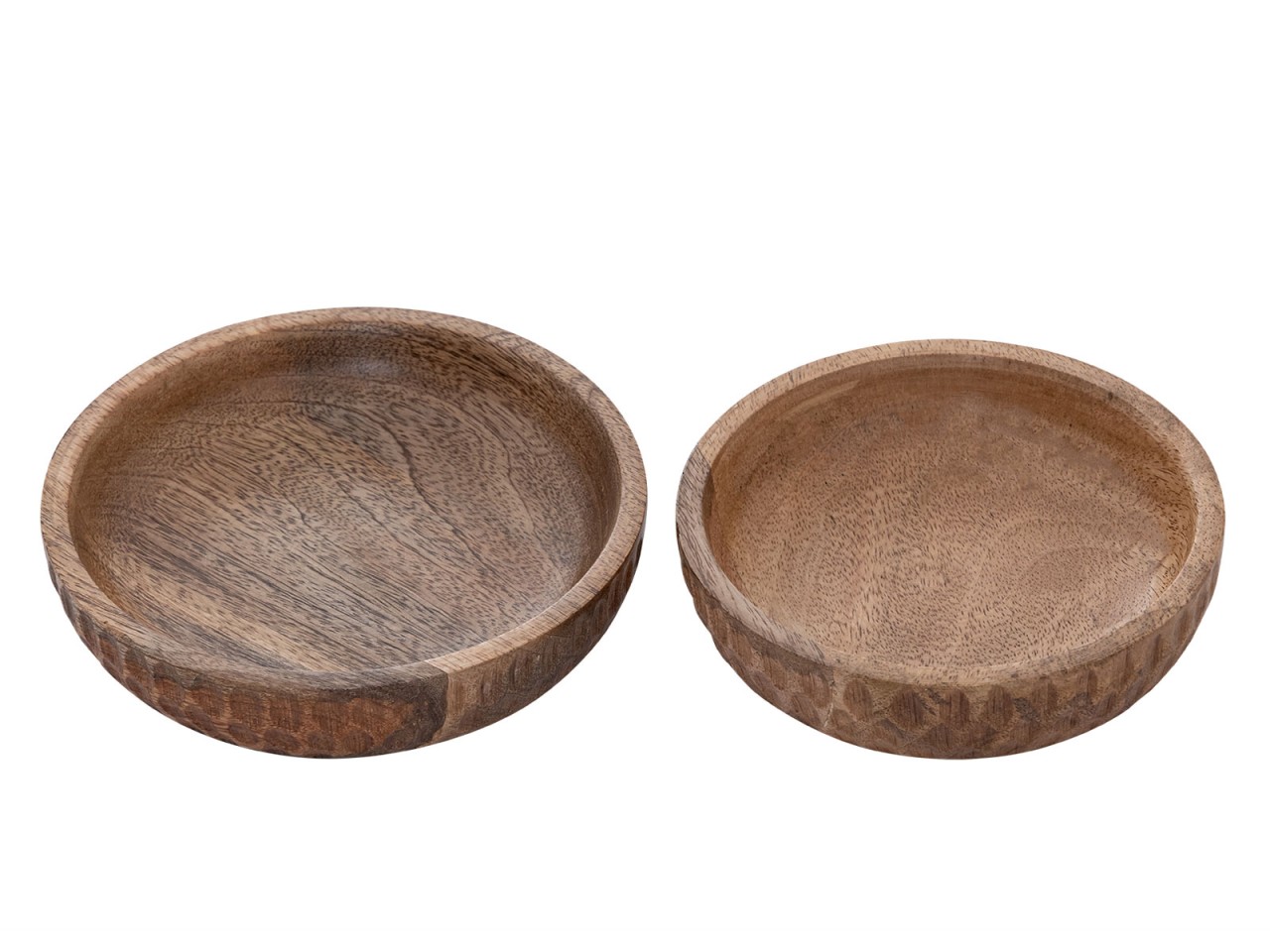 Set of 2 wooden bowls Ø15/17 cm, H4 cm, round decorative Tik & Tok, mango wood - Image 3