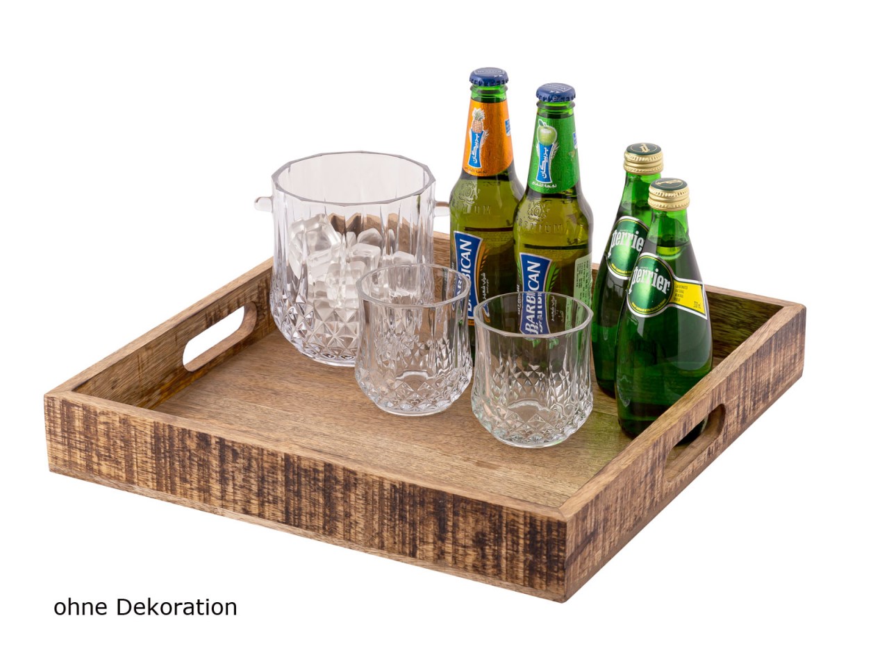 Wooden serving tray 40x40 cm square decorative tray made of mango wood