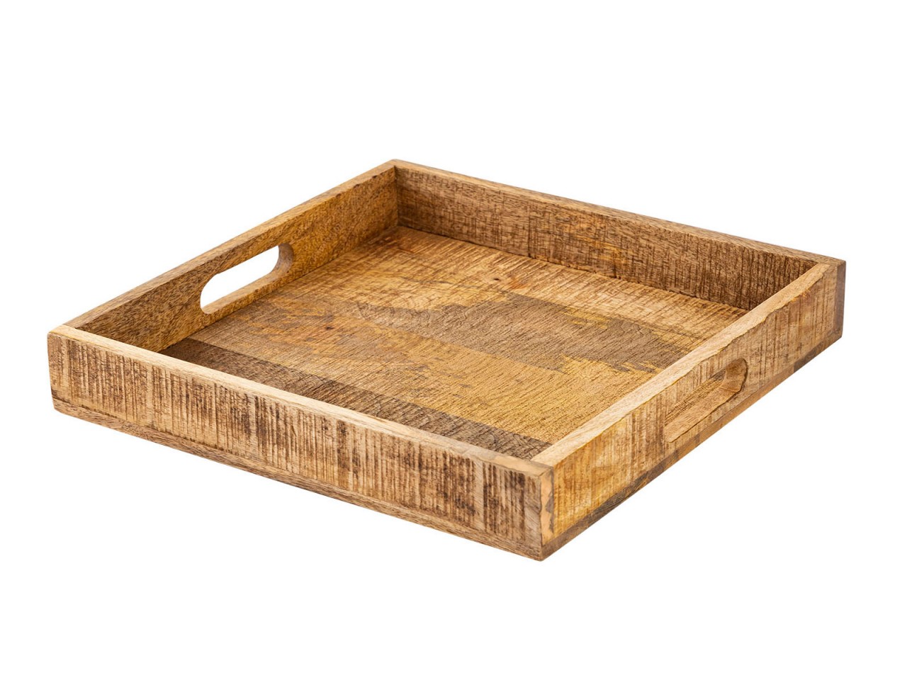 Wooden serving tray 40x40 cm square decorative tray made of mango wood - Image 2
