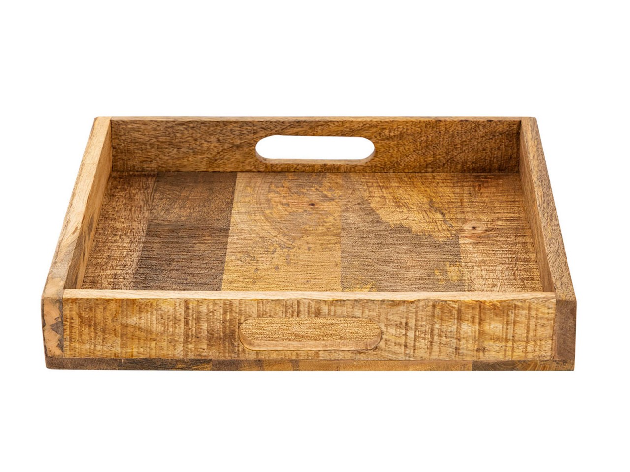 Wooden serving tray 40x40 cm square decorative tray made of mango wood - Image 3