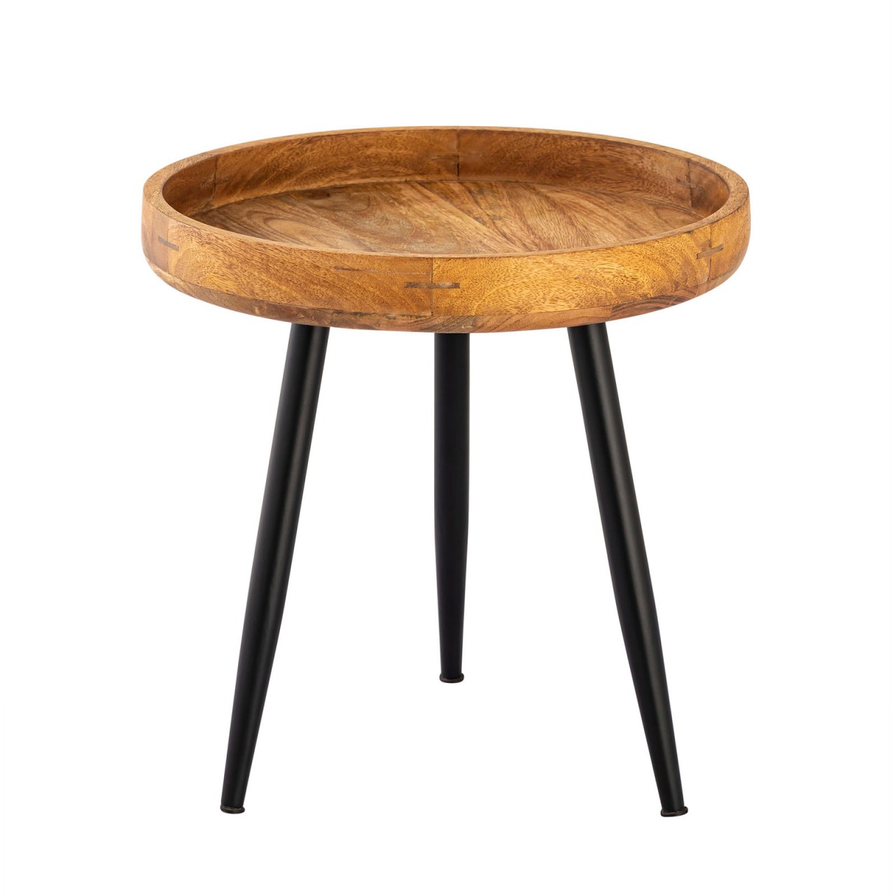 Round wooden side table Ø 40 or 50 cm, Vancouver living room coffee table, matte black metal legs - Image 4
