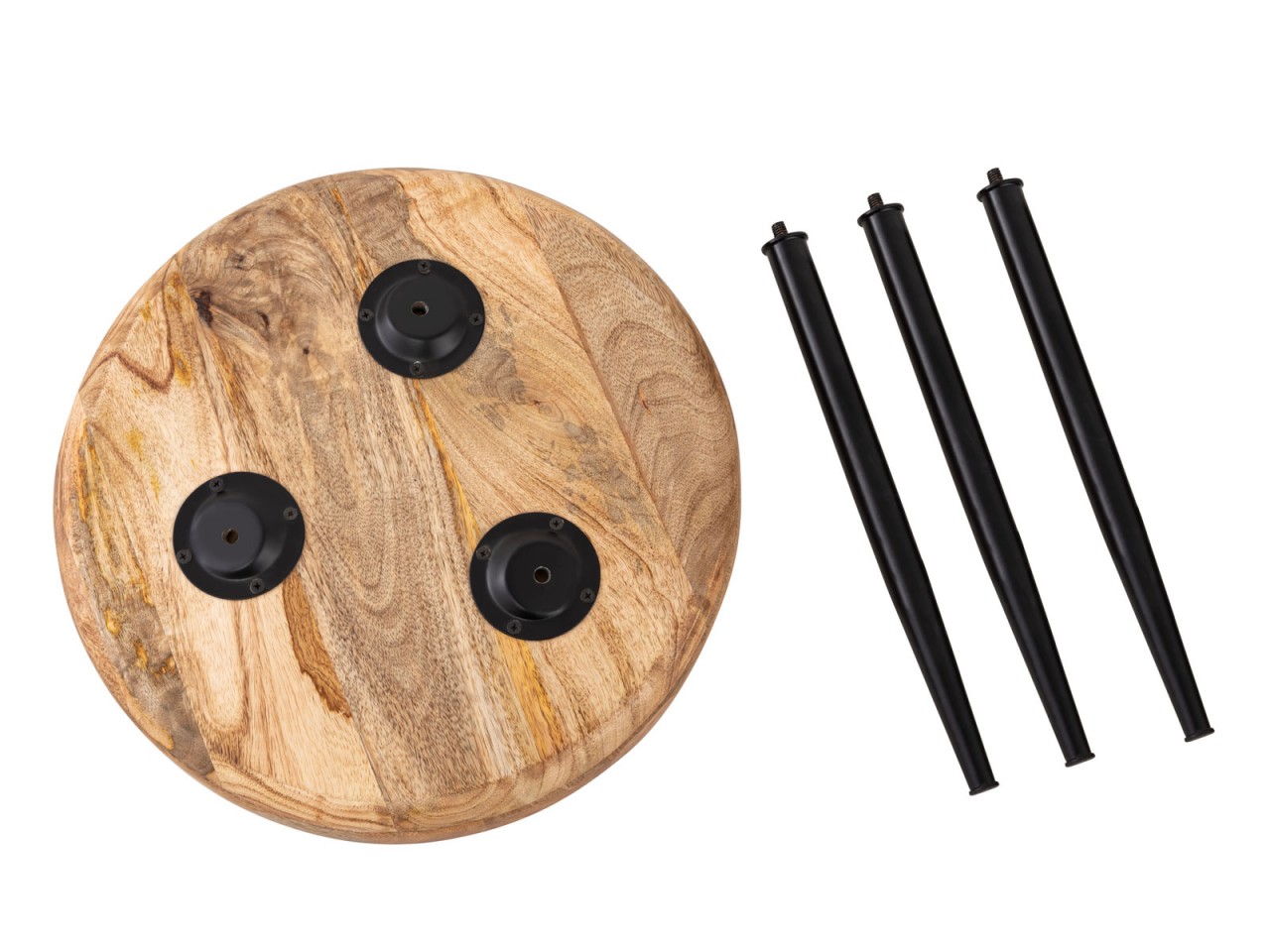 Round wooden side table Ø 40 or 50 cm, Vancouver living room coffee table, matte black metal legs - Image 9
