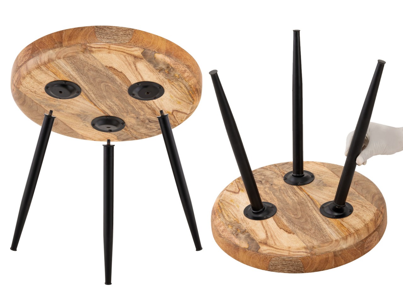 Round wooden side table Ø 40 or 50 cm, Vancouver living room coffee table, matte black metal legs - Image 10