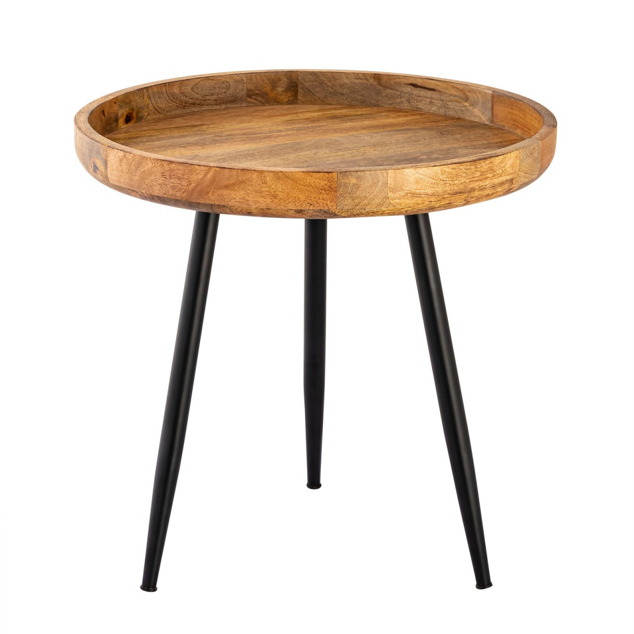Round wooden side table Ø 40 or 50 cm, Vancouver living room coffee table, matte black metal legs - Image 4