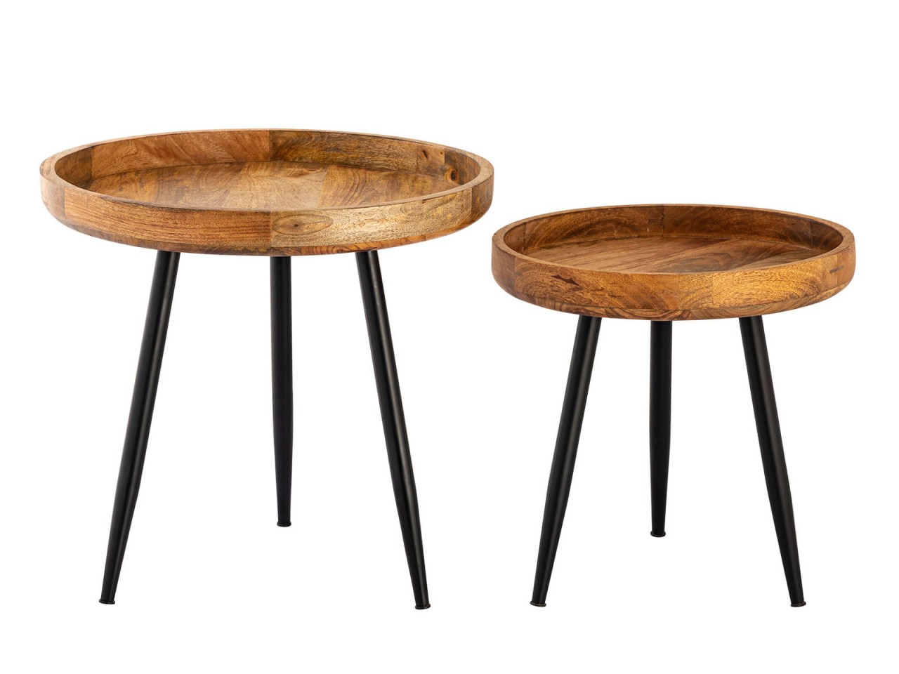 Round wooden side table Ø 40 or 50 cm, Vancouver living room coffee table, matte black metal legs - Image 7