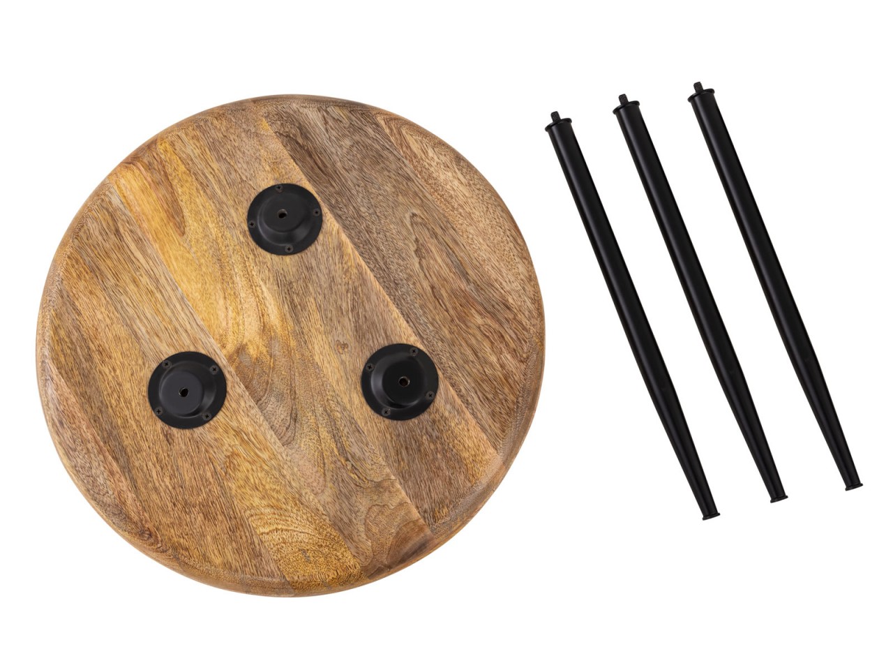 Round wooden side table Ø 40 or 50 cm, Vancouver living room coffee table, matte black metal legs - Image 9