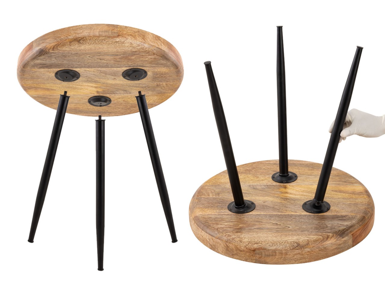 Round wooden side table Ø 40 or 50 cm, Vancouver living room coffee table, matte black metal legs - Image 10