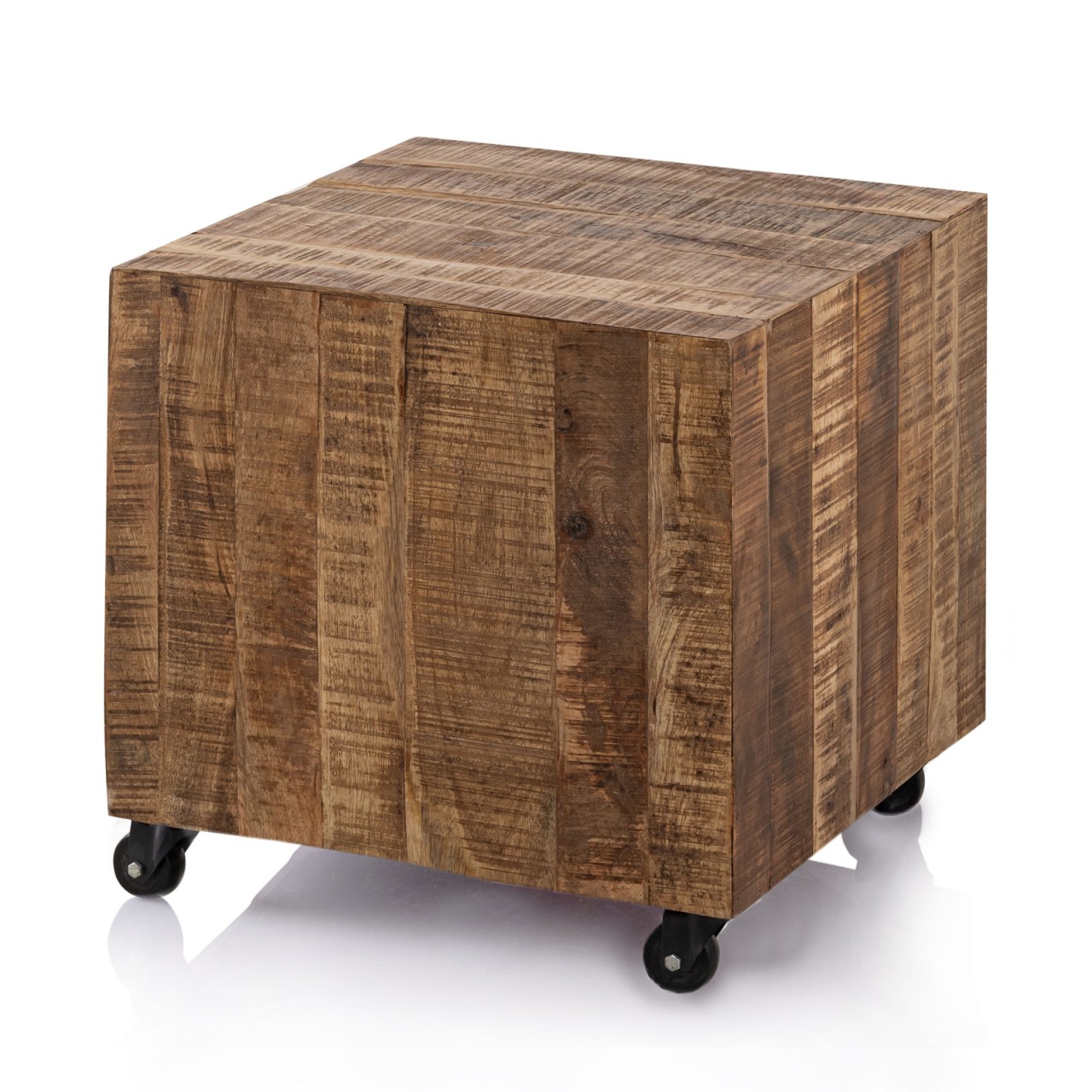 Square coffee table 45 x 45 x 45 cm side table plant stand sustainable reclaimed mango wood - Image 4