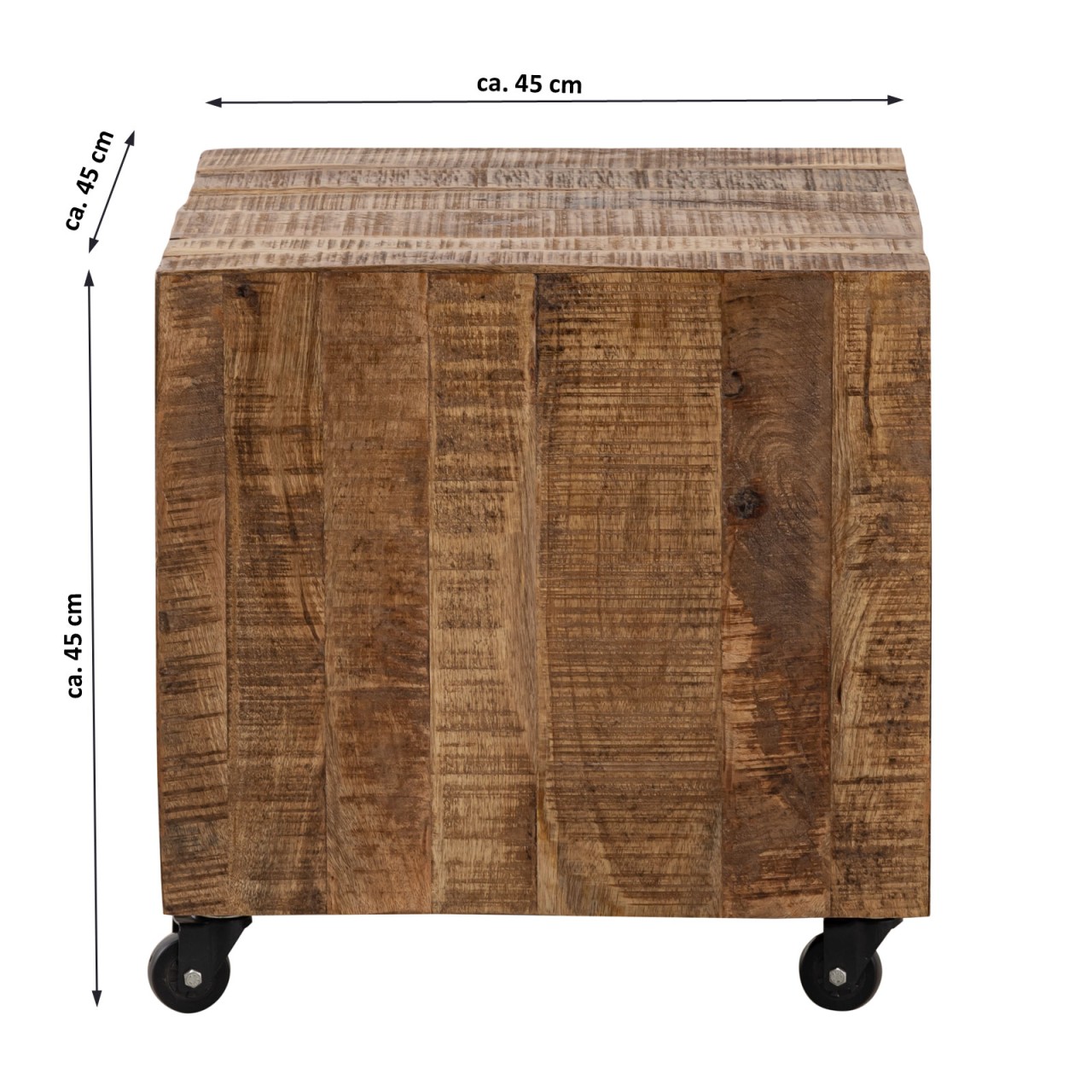 Square coffee table 45 x 45 x 45 cm side table plant stand sustainable reclaimed mango wood - Image 5