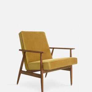 FOX Lounge Chair Shine Velvet Mustard Dark Wood