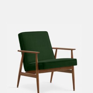 FOX Lounge Chair Velvet Bottle Green Dark Wood