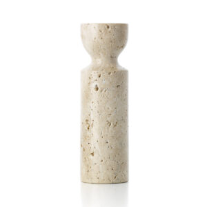 Travertin-Kerzenhalter „Sanduhr“ – Beige – M
