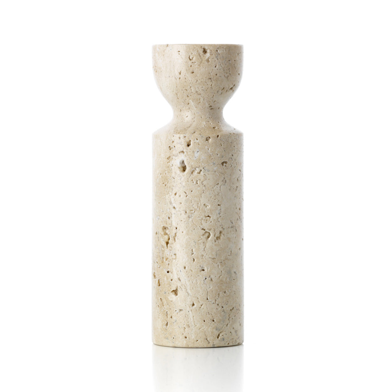 Bougeoir sablier en travertin - Beige - M