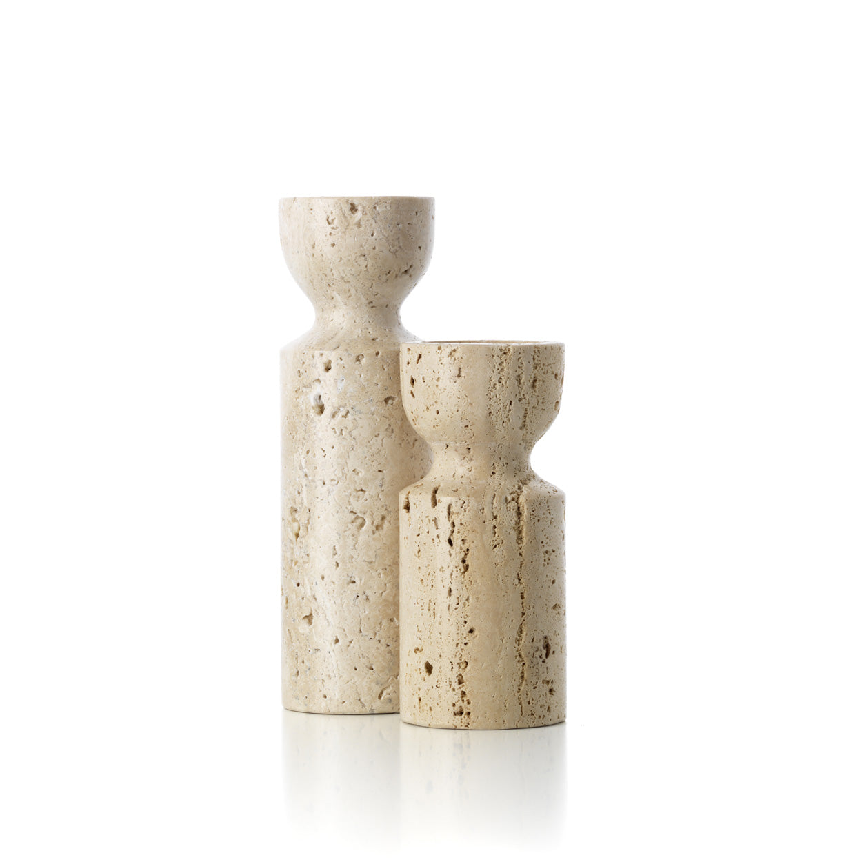 Bougeoir sablier en travertin - Beige - M – Image 3