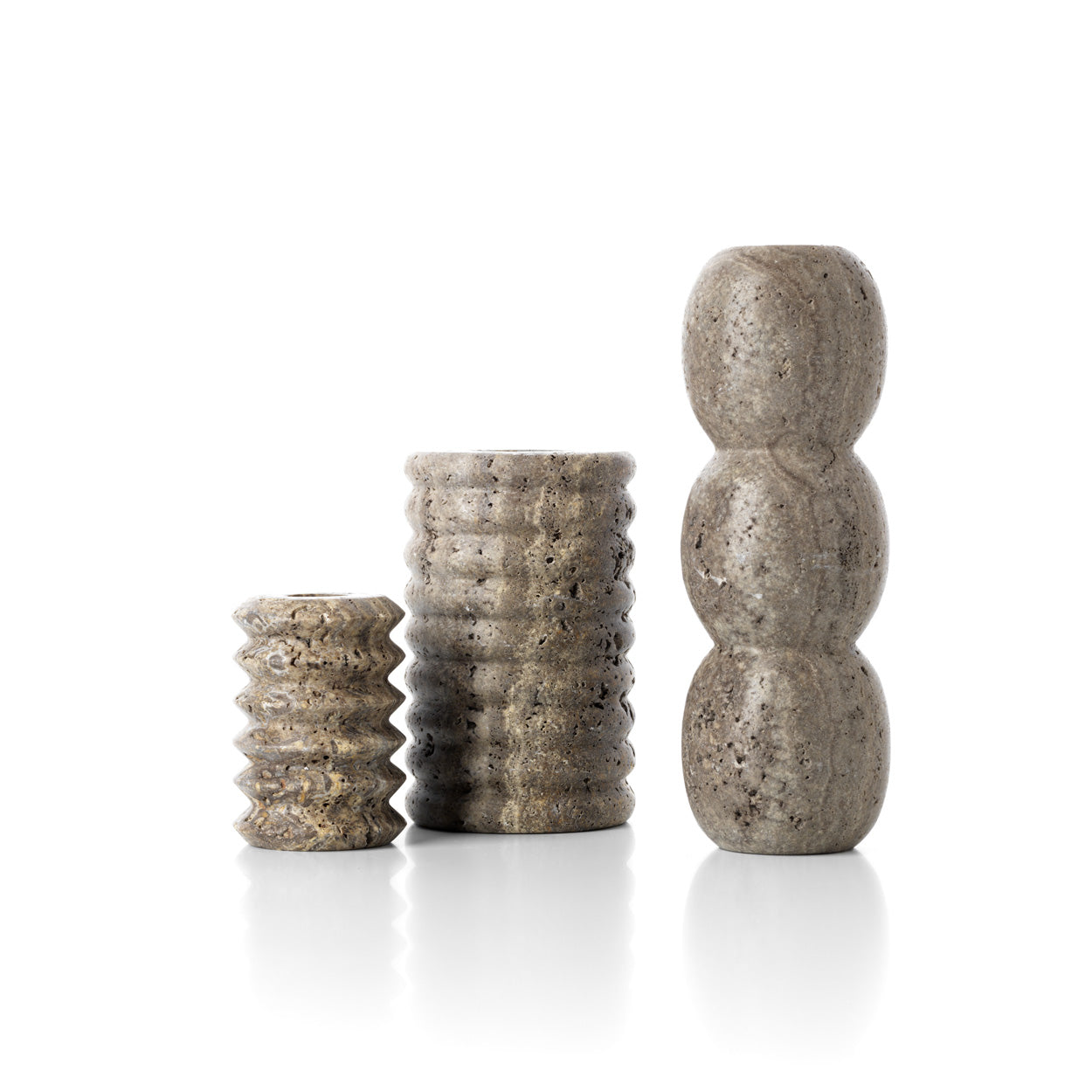 The Travertine Ripple Candle Holder - Grey - M - Image 3