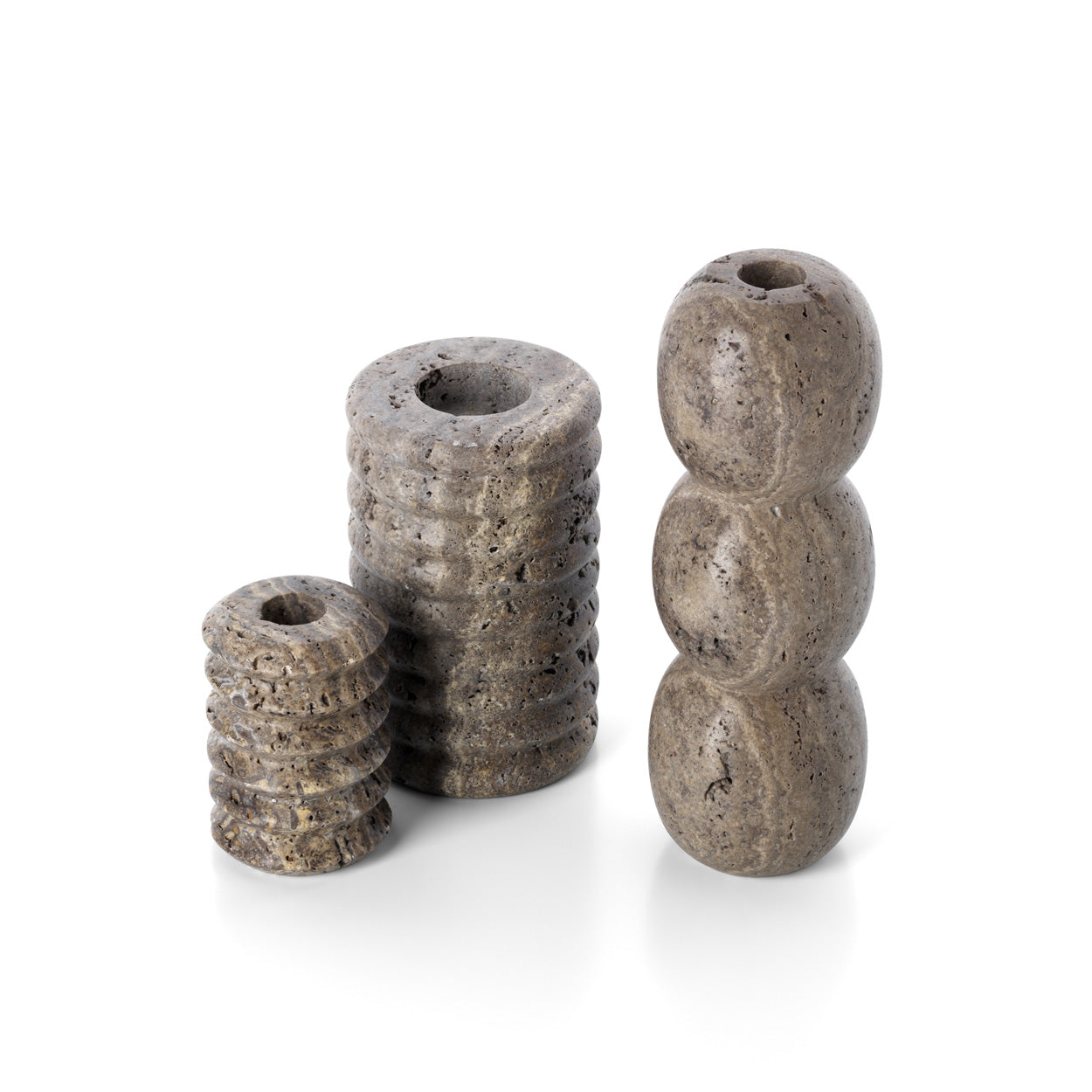 The Travertine Ripple Candle Holder - Grey - M - Image 4