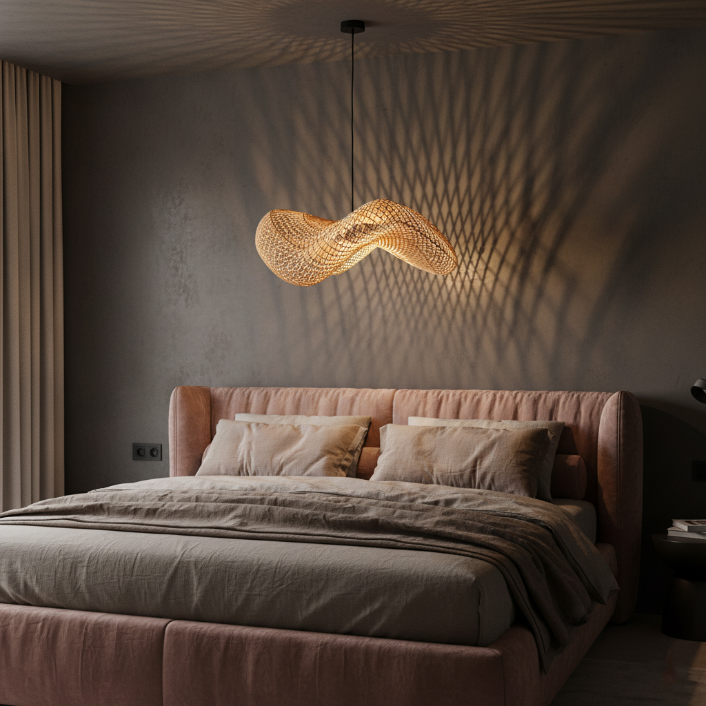 Wave rattan pendant light L - Ø 71 x 26 cm - Image 4