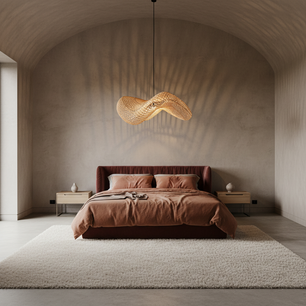 Wave rattan pendant light L - Ø 71 x 26 cm - Image 6