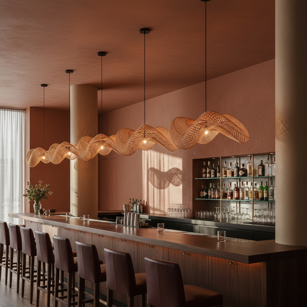 Wave rattan pendant light L - Ø 71 x 26 cm - Image 8