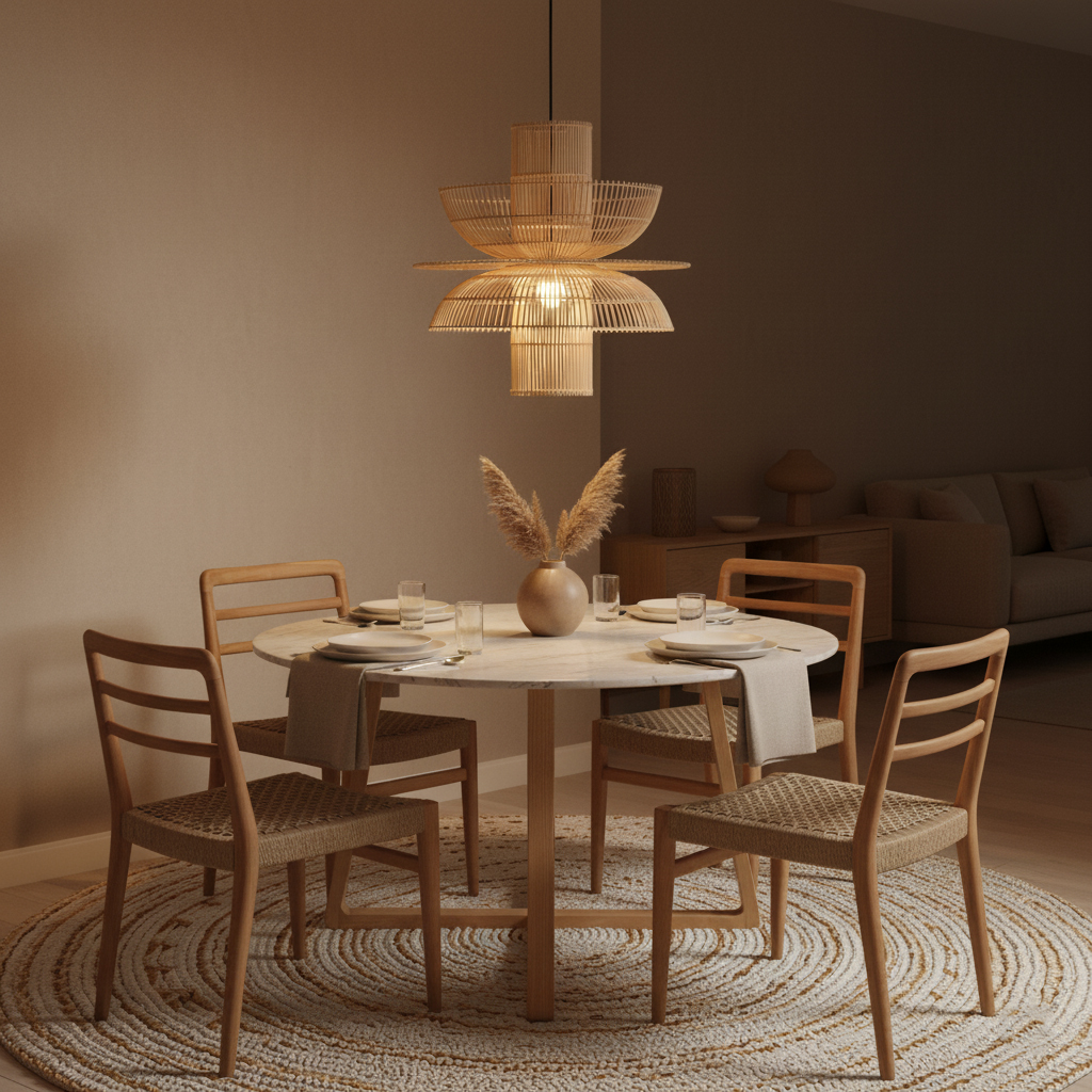 Saturn rattan pendant lamp - Ø 65 x 63 cm - Image 5