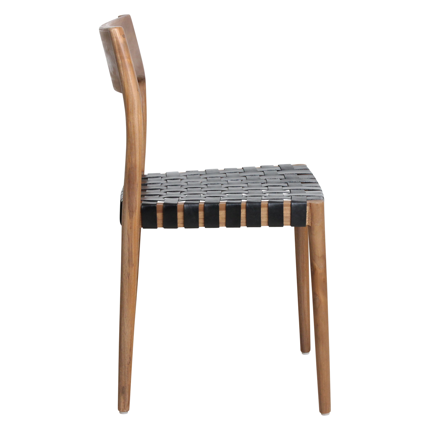 Freya teak dining chair with leather - Black (set of 2) - Image 3